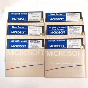 Microsoft Mouse Paintbrush Show Partner Vintage 1986 PC-DOS six 5.25" disks